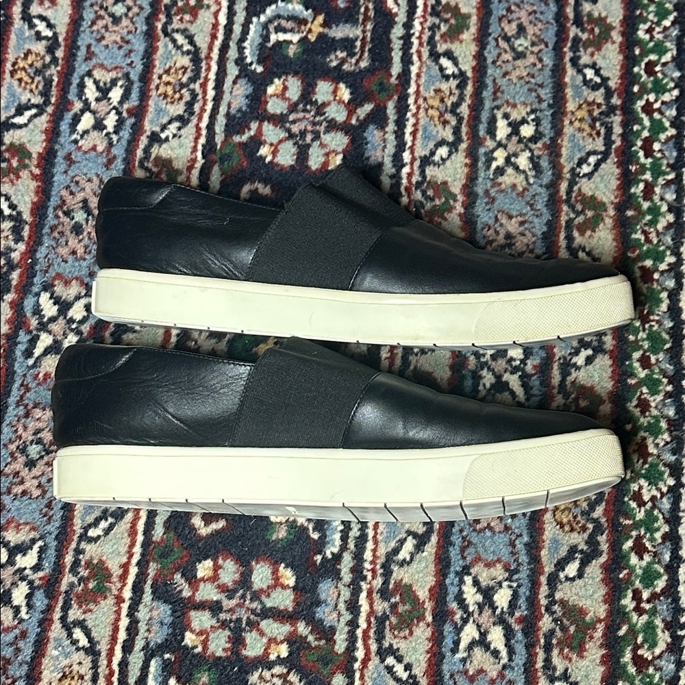 Vince Corbin Black Leather Platform Elastic Slip On Shoes Women's Size 9 - Picture 4 of 9